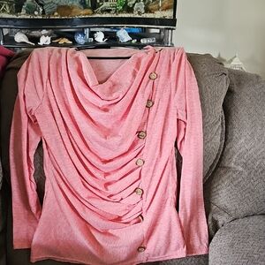 Pink Long Sleeve Top with Button Detail